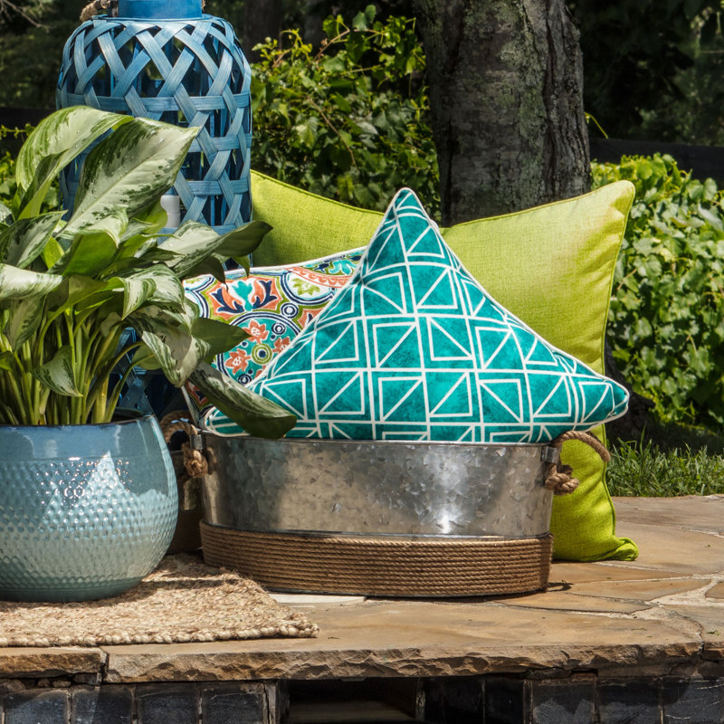 Charlton Home® Huffaker Geometric Indoor/Outdoor Throw Pillow & Reviews